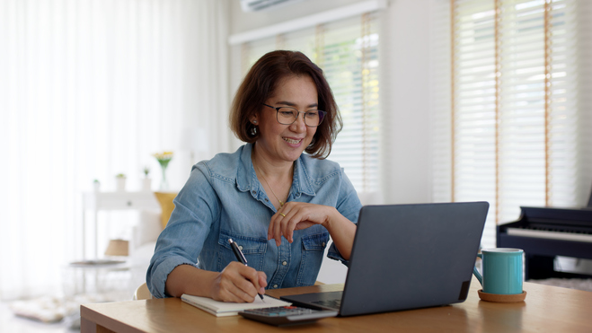 Woman using computer for career purposes